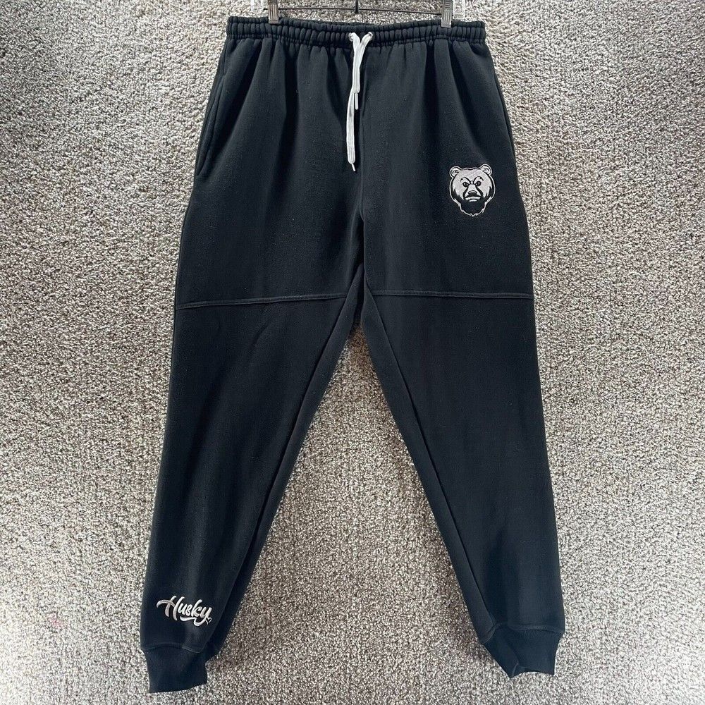 Husky‎ Pants Mens Extra Large Black Sweatpants Streetwear Heavy Cotton Logo Prep